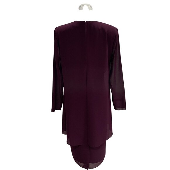 Patra Burgundy Evening Dress Jacket Overlay Womens Size 8 Elegant Formal Wedding - Picture 7 of 9